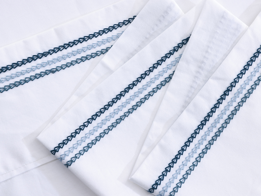 MM Linen Medea Blue Embroidered Sheet Set  250TC Pure Cotton Percale image 1